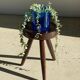Brown solid wood stool seated circular dug