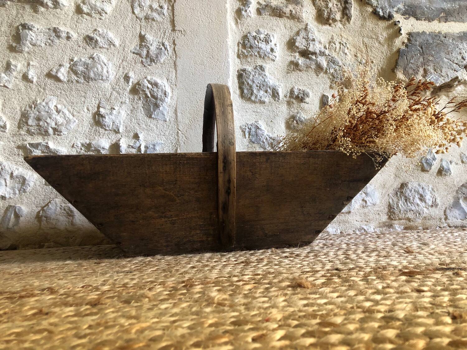 Renovated wooden grape harvest basket