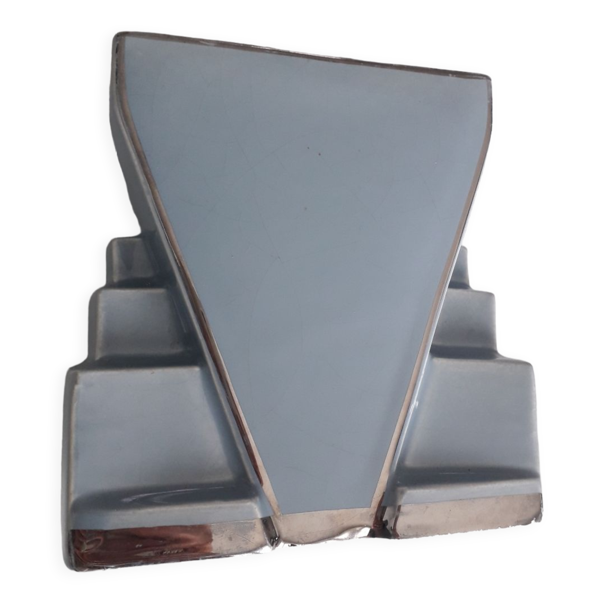 Art deco vase in sky blue and silver ceramics