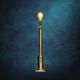 Large vintage brass lamp base in neoclassical column style with a copper socket.
