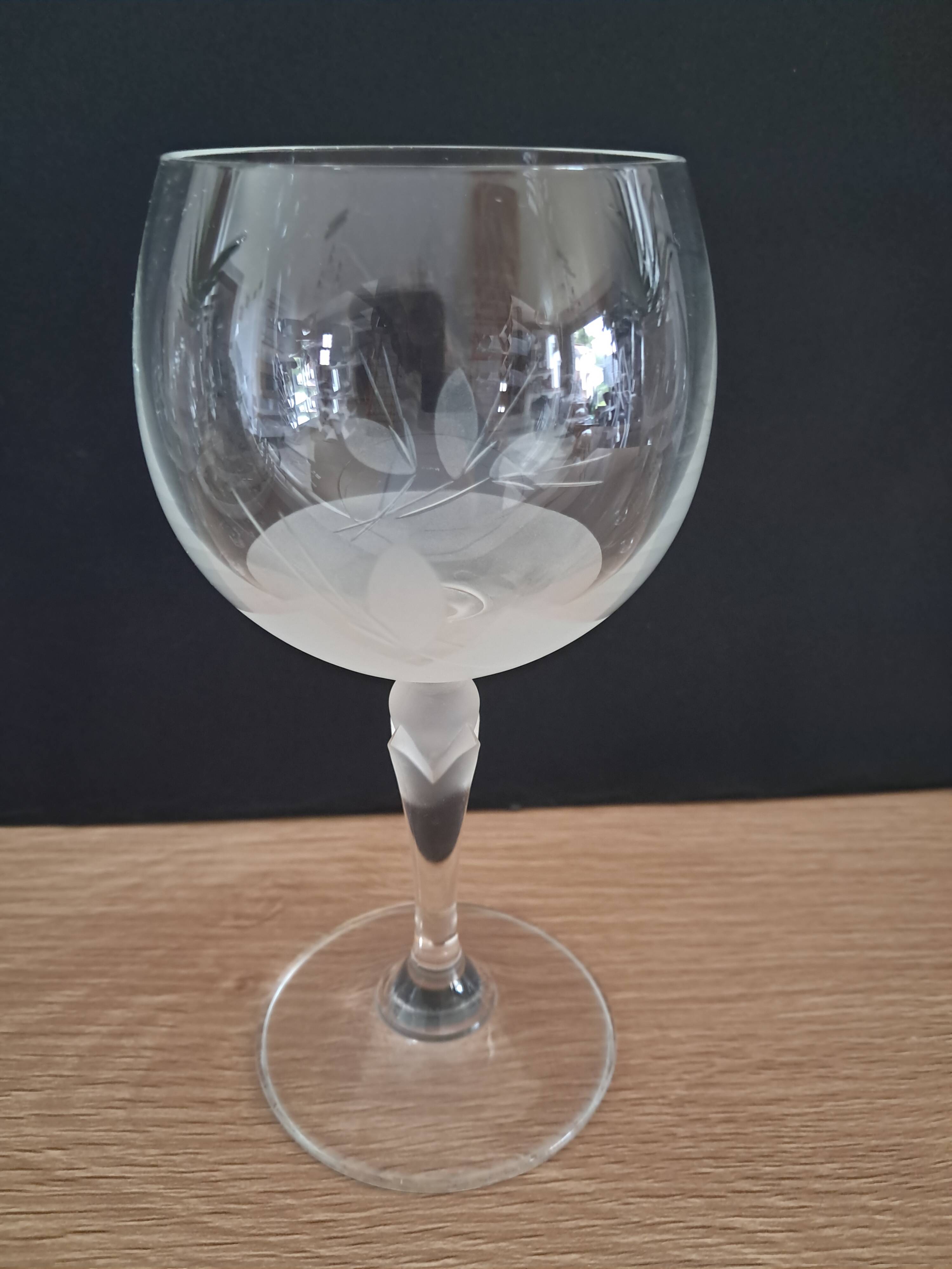 3 balloon wine glasses in Bohemian crystal