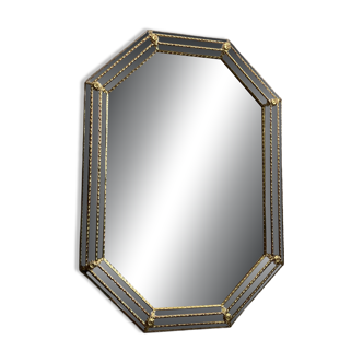 Miroir en laiton et parcloses maison Deknudt années 70