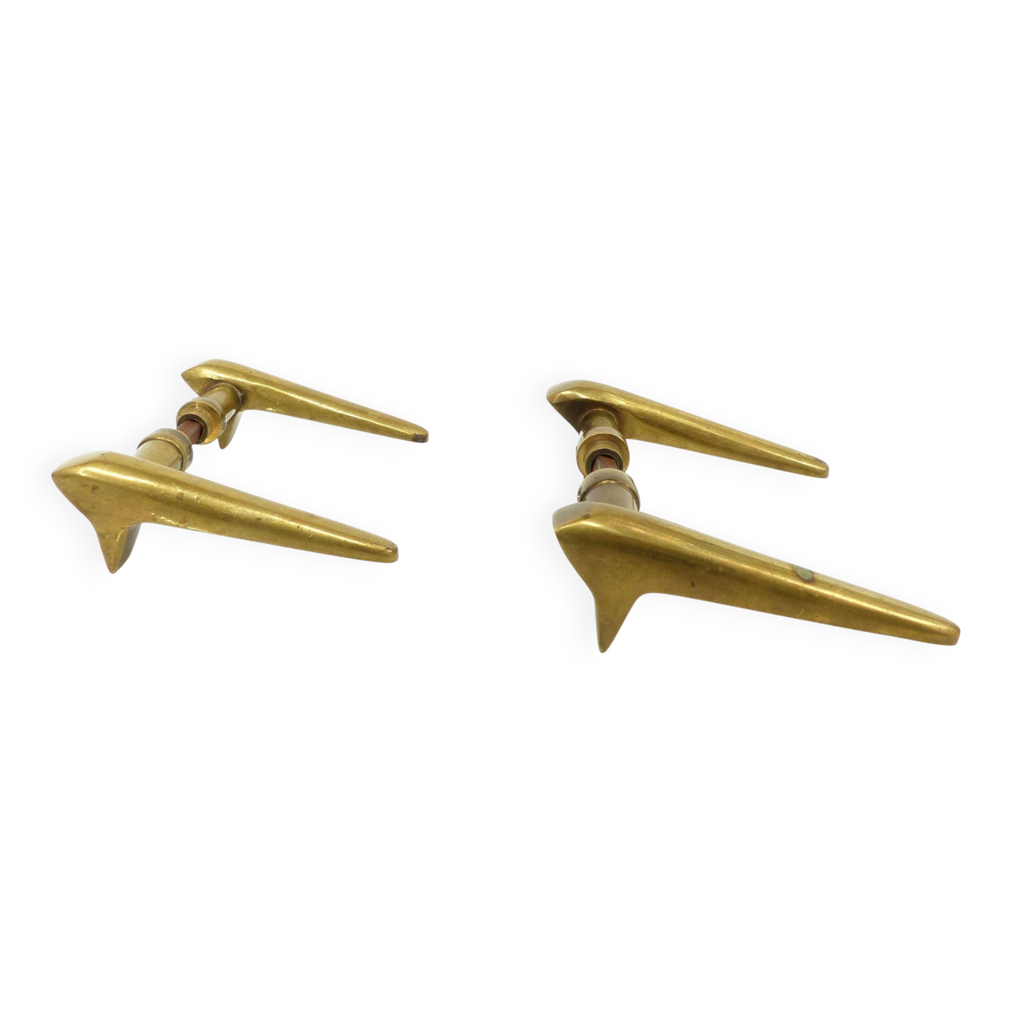2 pairs of modernist solid brass door handles 1950–1960