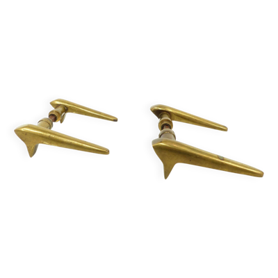 2 paires de poignées de porte modernistes en laiton massif 1950–1960