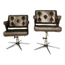Pair of vog adjustable brown skaï armchairs