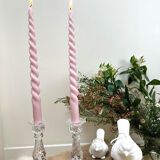 Pair of glass candle holders