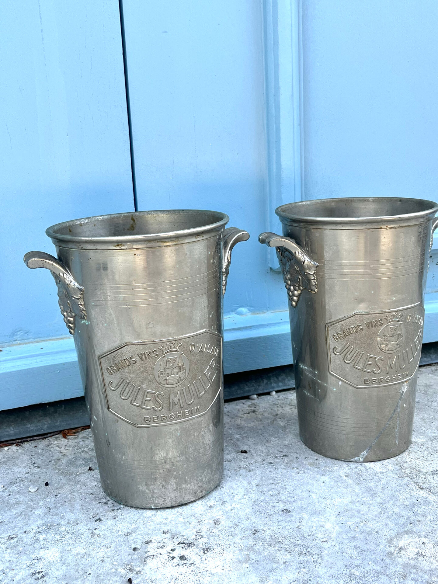 French wine cooler ice bucket set Jules Muller Berghiem argit