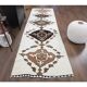 Tapis de couloir turc Oushak vintage fait main en laine et coton blanc