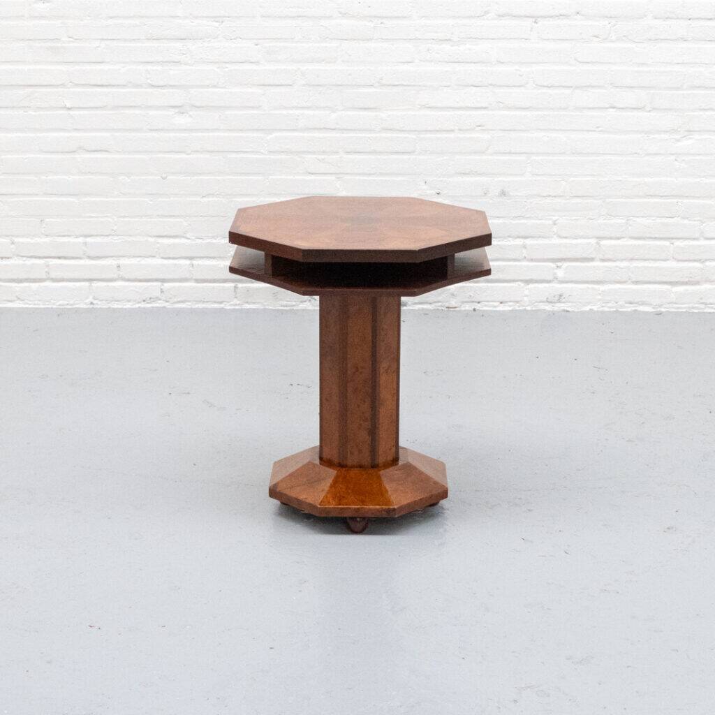 Table d'appoint Art Déco en loupe de bois