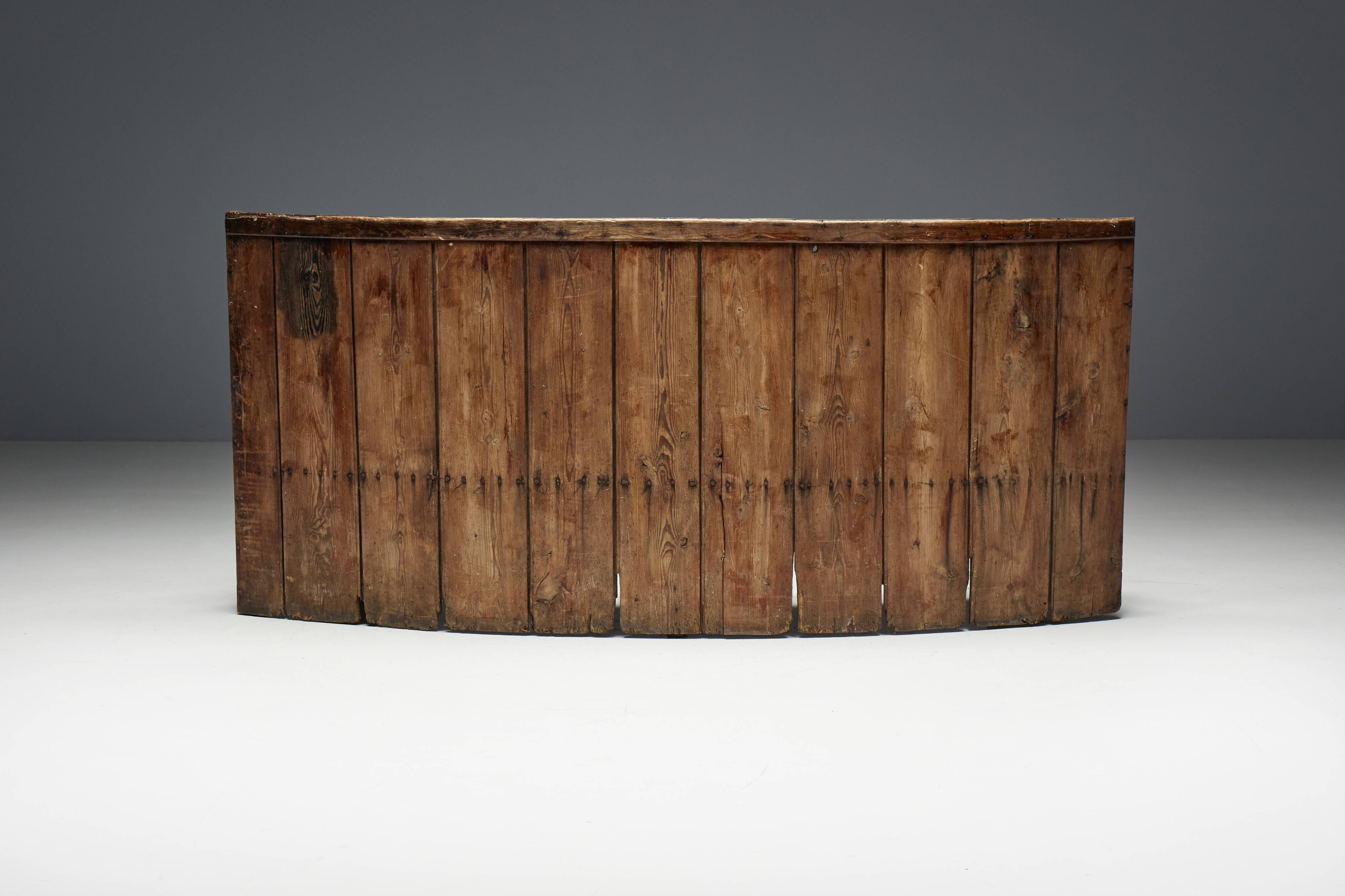 Rustic High-Back Tavern Settle, England, 18th Century