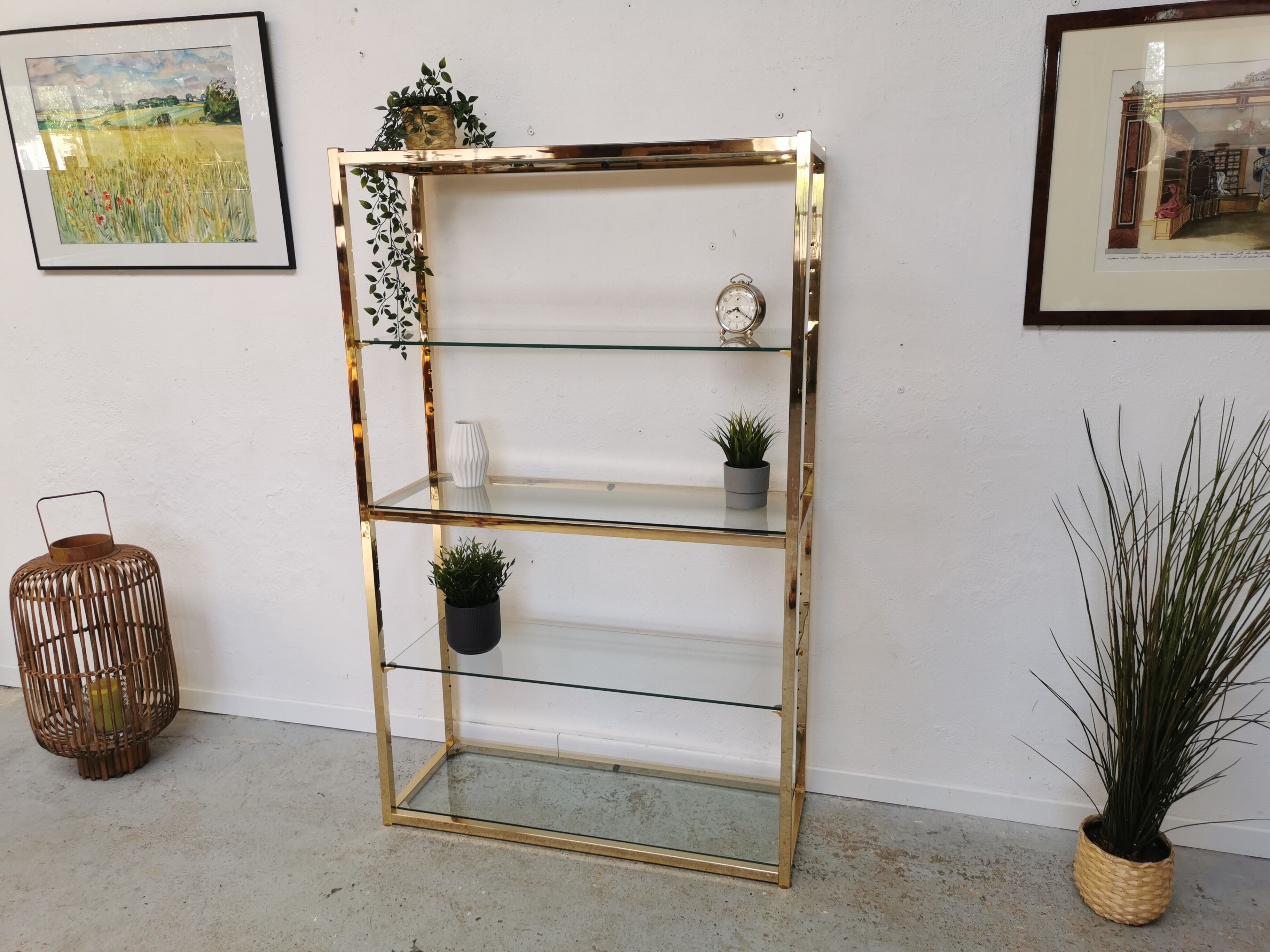 Shelf vintage brass gilded design 1970