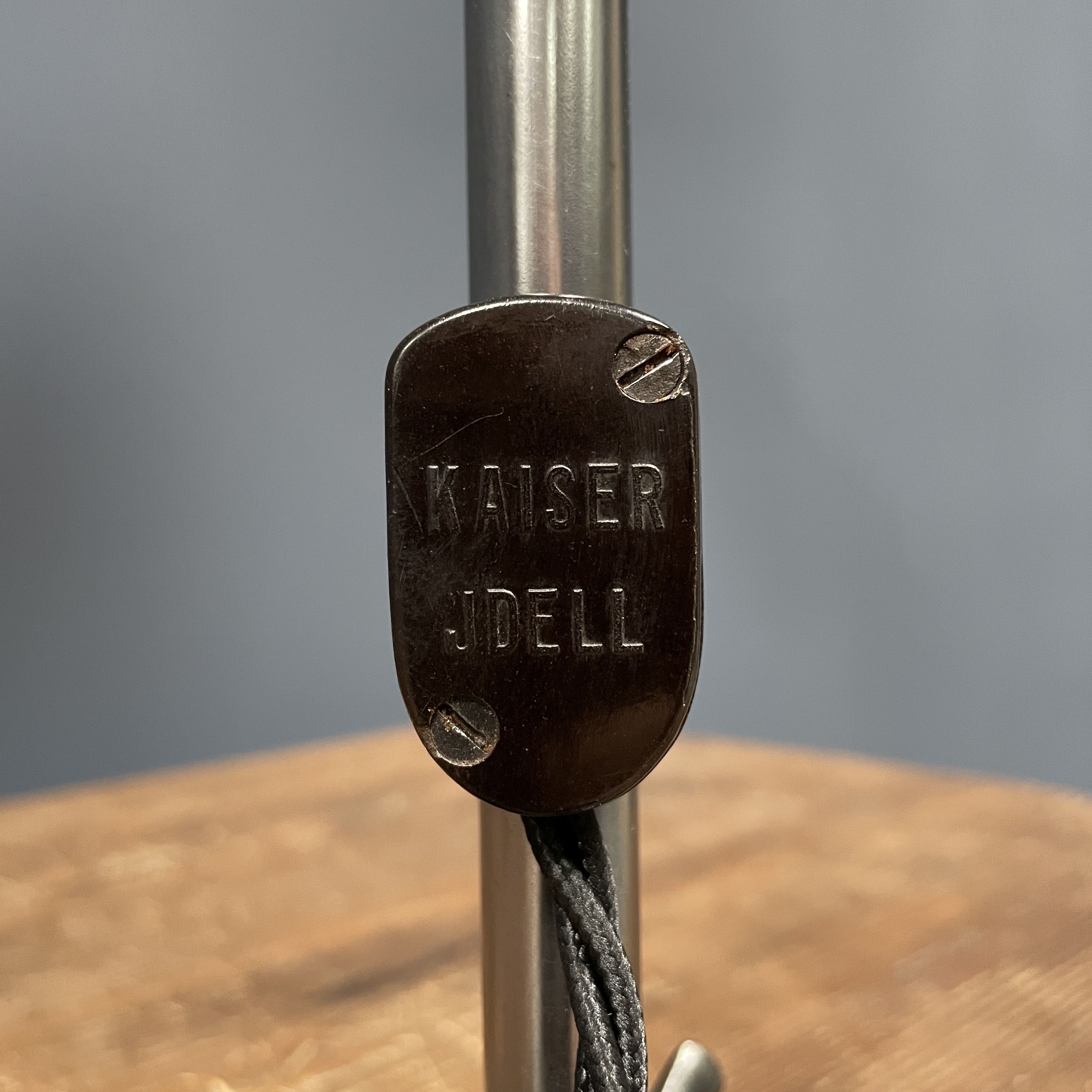 Polished Kaiser idell model 6726 workshop table lamp from the 1930s