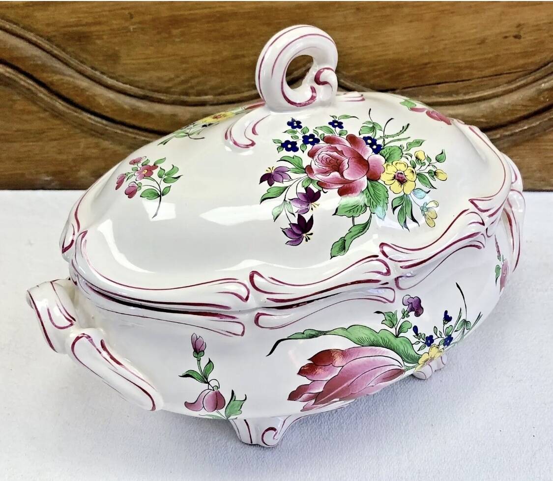 Old Lunéville oval vegetable tureen, street light model