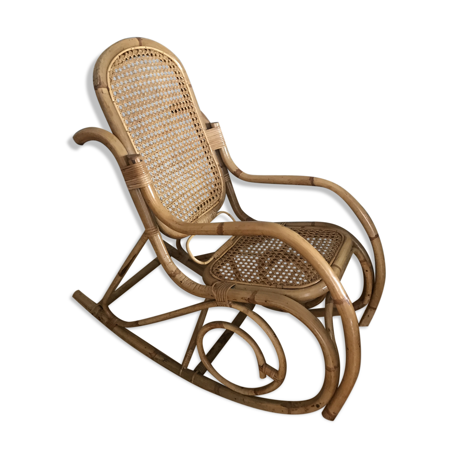 Rocking chair rocker rattan and vintage caning
