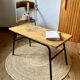 Table basse avec plateau en pin, piètement en métal tubulaire, années 1950