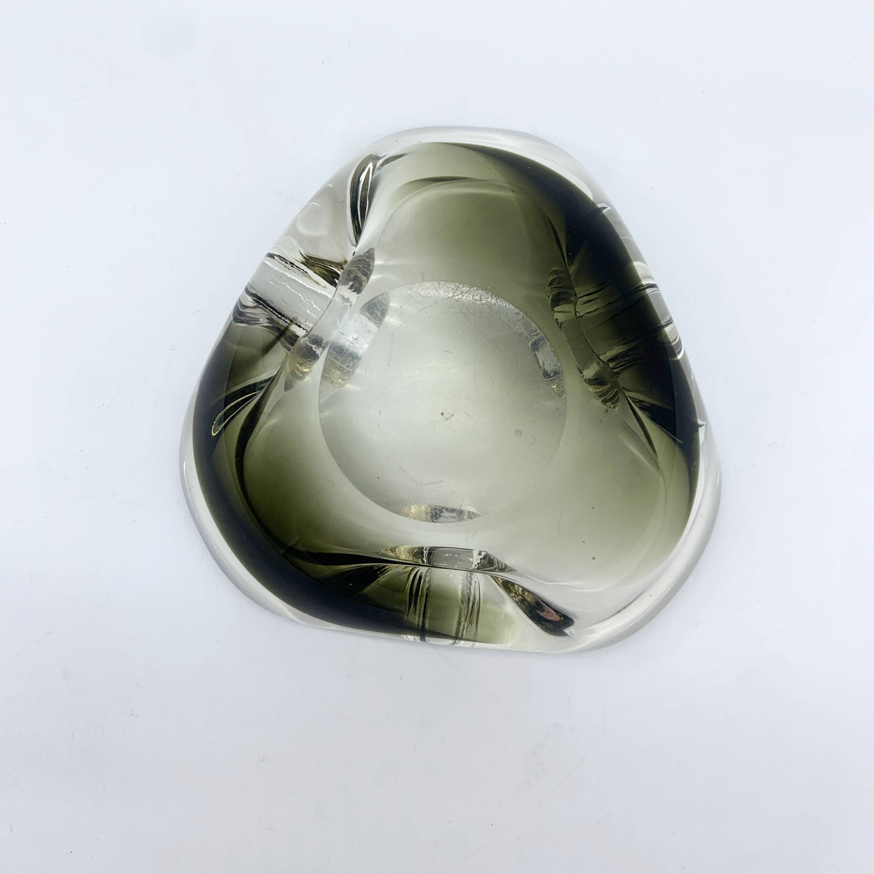 Murano ashtray, black and smoky grey, 1970