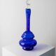 Murano cobalt blue glass carafe with clear handle and stopper - 1960s Italy, vintage mid-century design