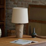 Vintage modern French table lamp in stone with elephant patterns, 1970s.