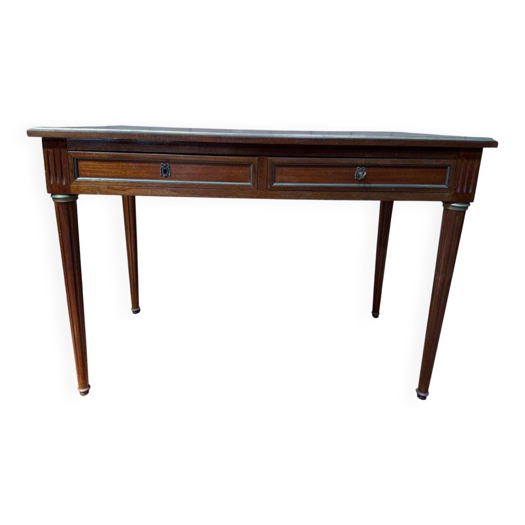 Flat desk with pull-outs – Louis XVI style – Gilded bronze – Early 20th century