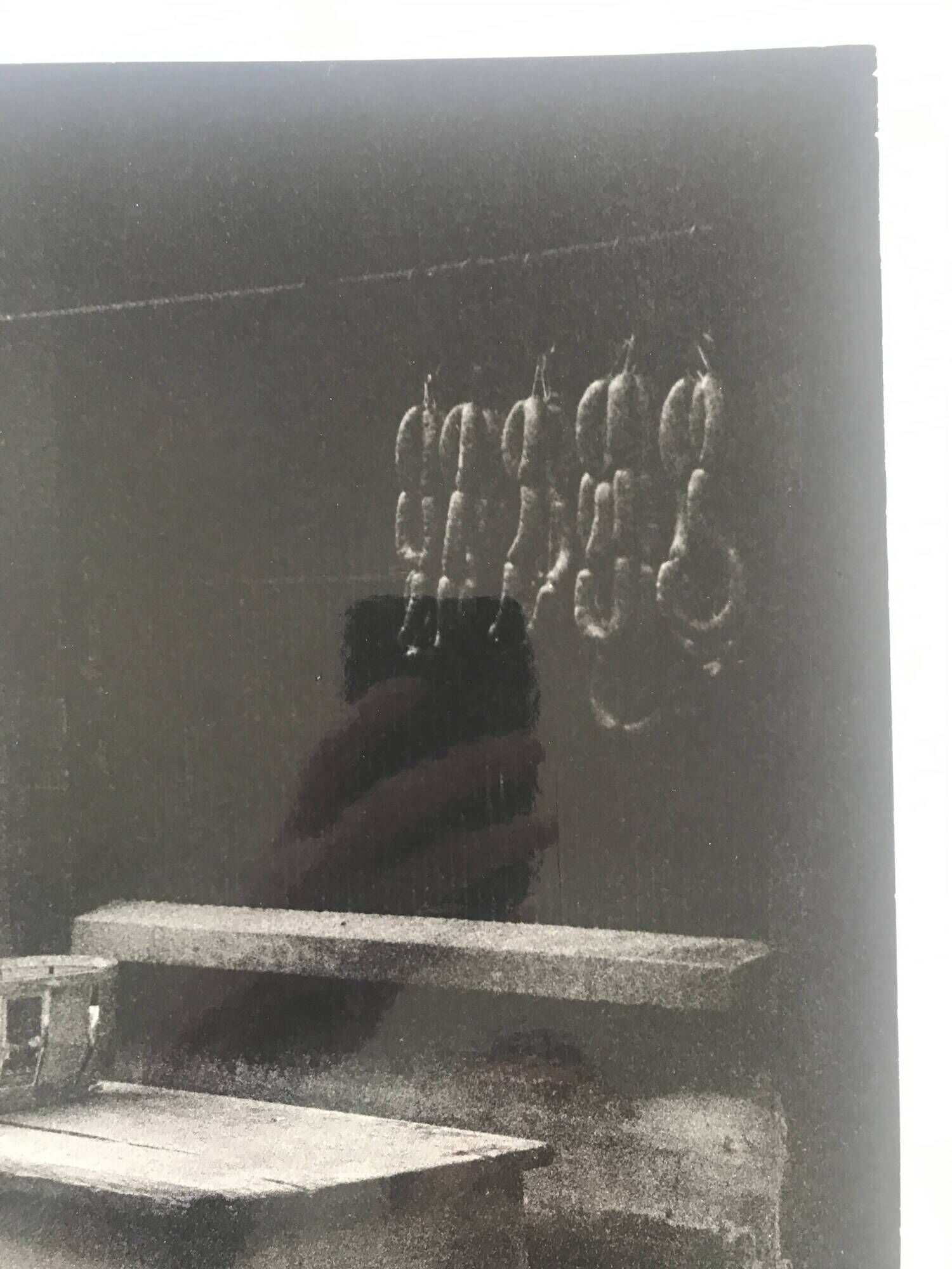 Butcher's display, 1970s/80s. Original black and white silver print on paper.