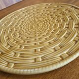 Vintage earthenware trivet from Sarreguemines Barbotine woven basket