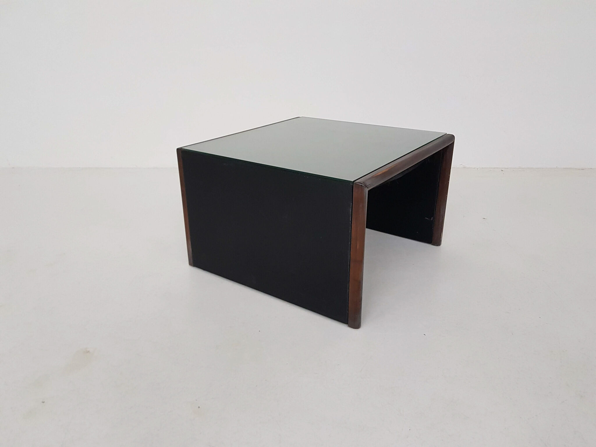Wood , leather and glass coffee table by Walter Knoll , Germany 1970’s