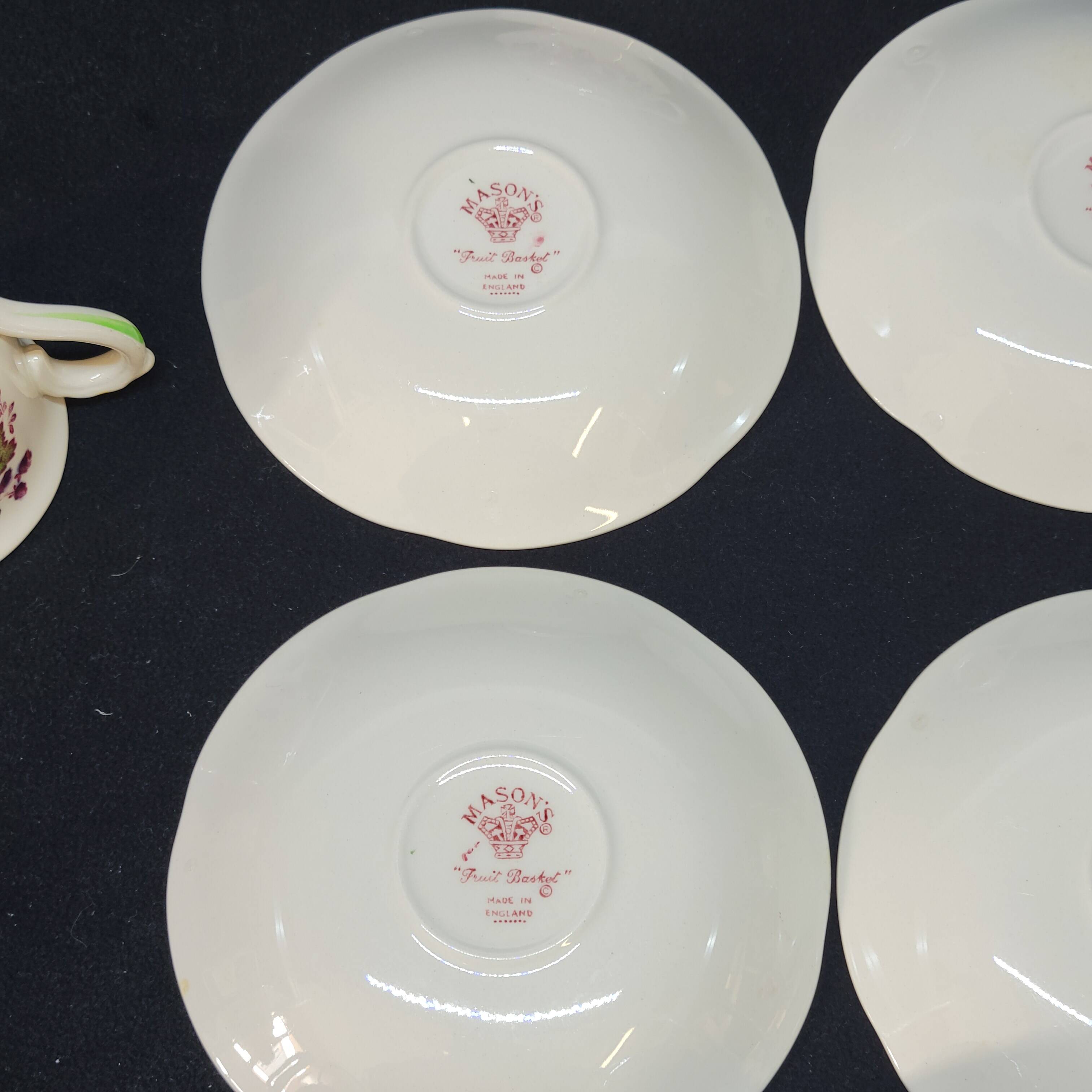 4 Mason's Fruit Basket Coffee Cups and Saucers Made In England