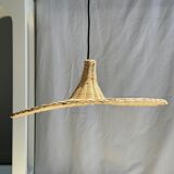 Small suspension, rattan luminaire in hat shape D:60cm