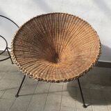 Mid-Century Italian Sunflower Wicker Chairs, Set of 2