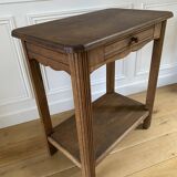 Console, Vintage side table with a drawer and a low shelf in solid wood