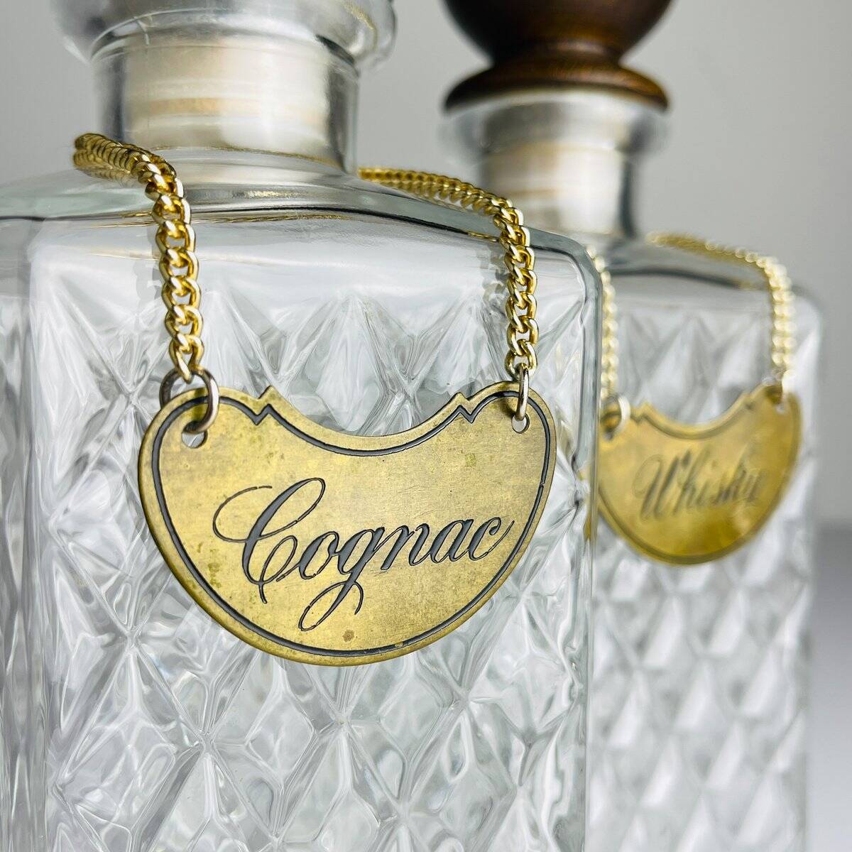 Tantalus Vintage Decanters for Cognac and Whisky, Italy, 1960s, set of 2