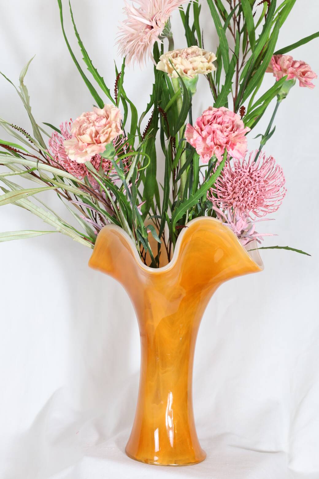 LARGE ARTISANAL ORANGE GLASS VASE