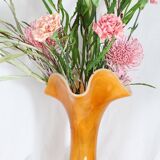 GRAND VASE EN VERRE ORANGE ARTISANAL