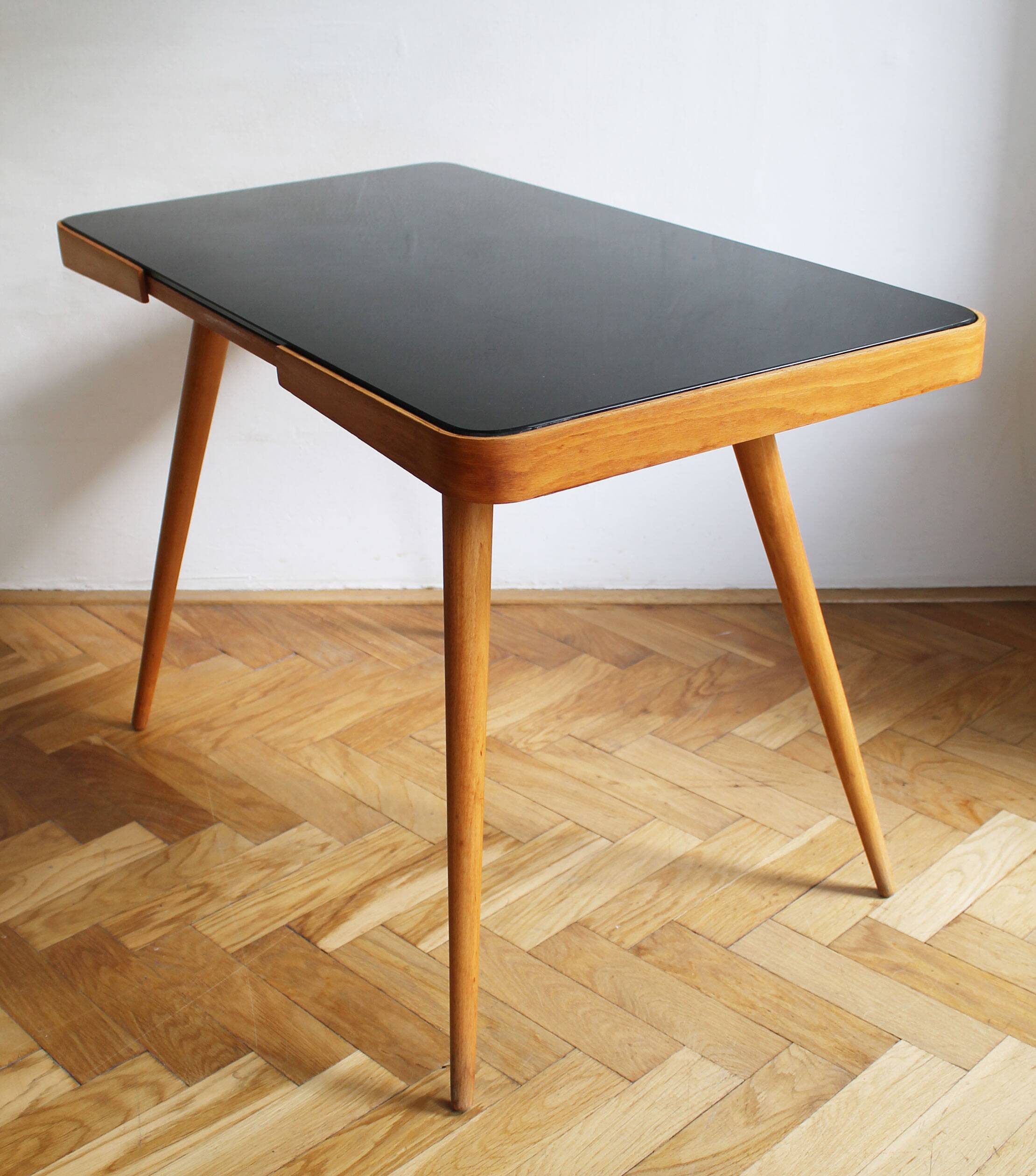 1960's Mid Century Coffee Table With a Black Opaxite Glass - Smaller version