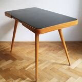 Table basse du milieu du siècle des années 1960 avec un verre opaxite noir - Version plus petite
