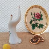 Hand baguier soliflore ceramic white vintage flowers