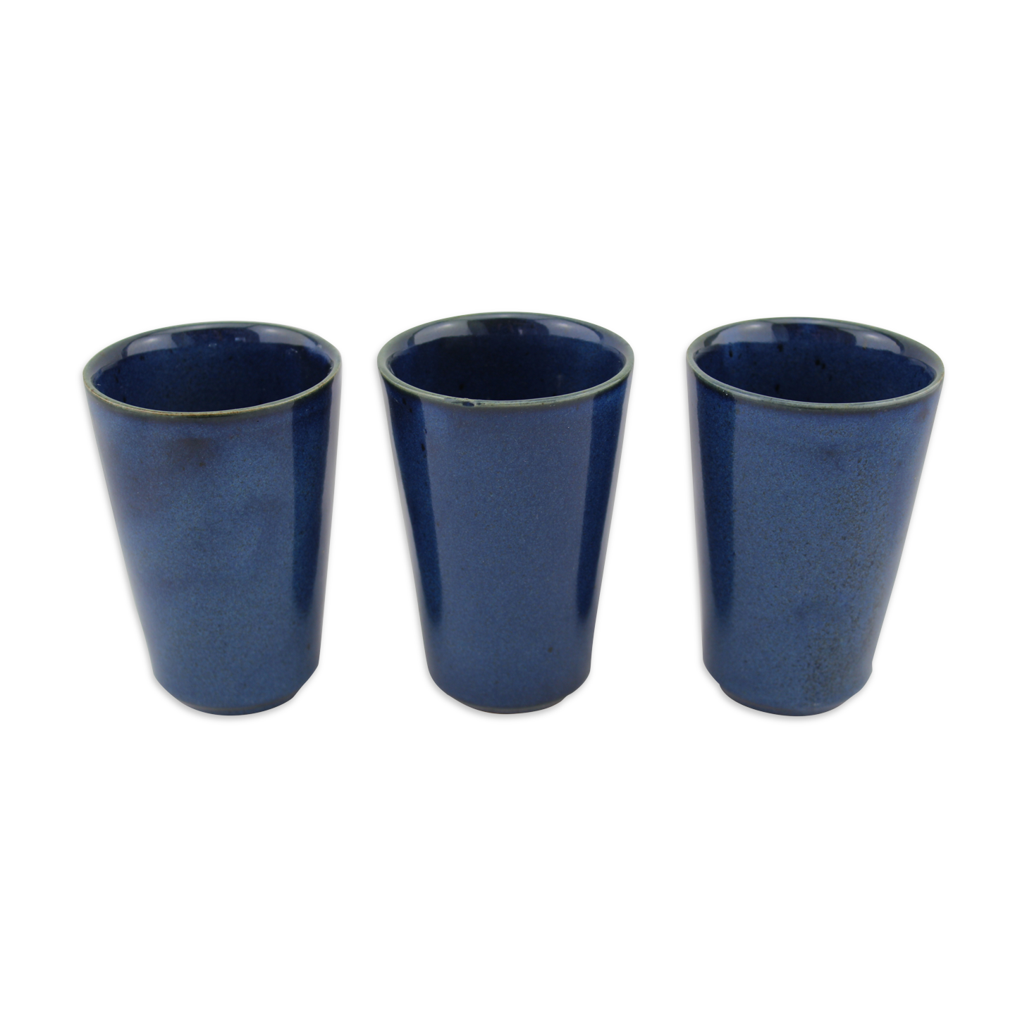 Lot de 3 gobelets en céramique bleue de Taizé