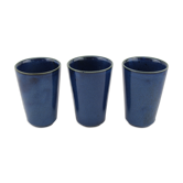 Lot of 3 cups Blue ceramic of Taizé