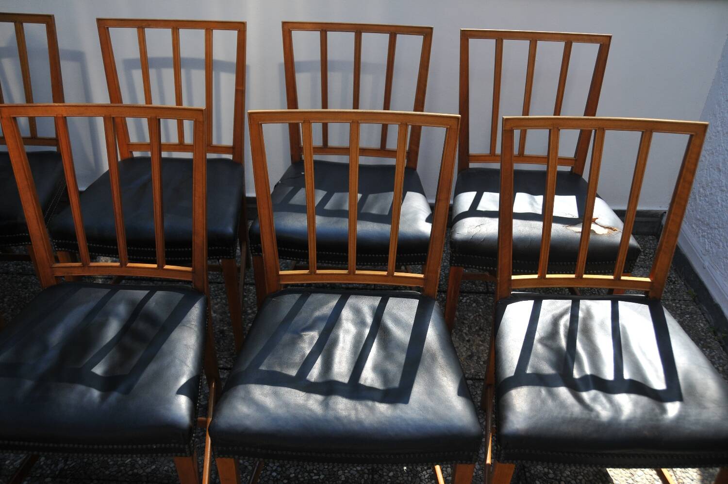 10 antique Josef Frank model 620 chairs in walnut wood from Svenskt Tenn.