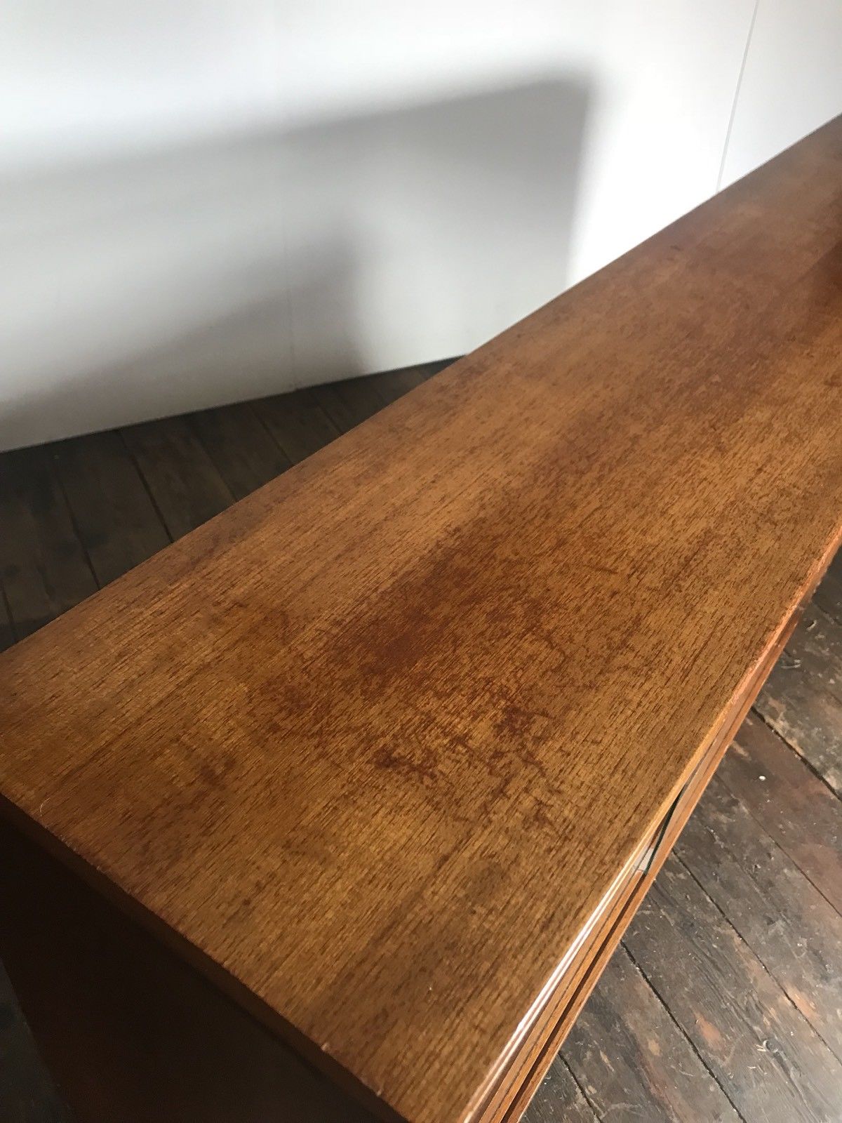 Row / teak, part glass, Mid century Scandinavian buffet