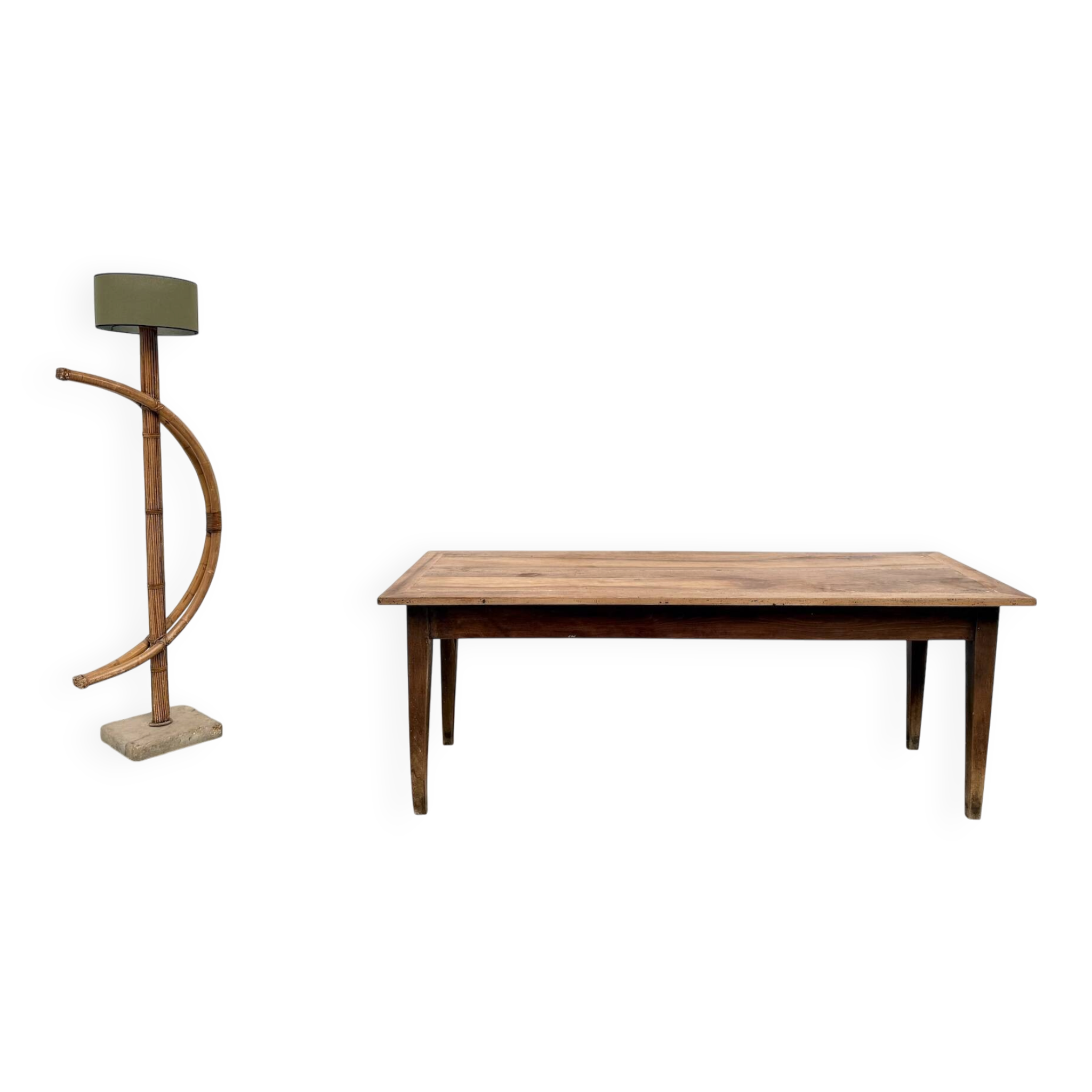 Table de ferme en noyer massif, années 50