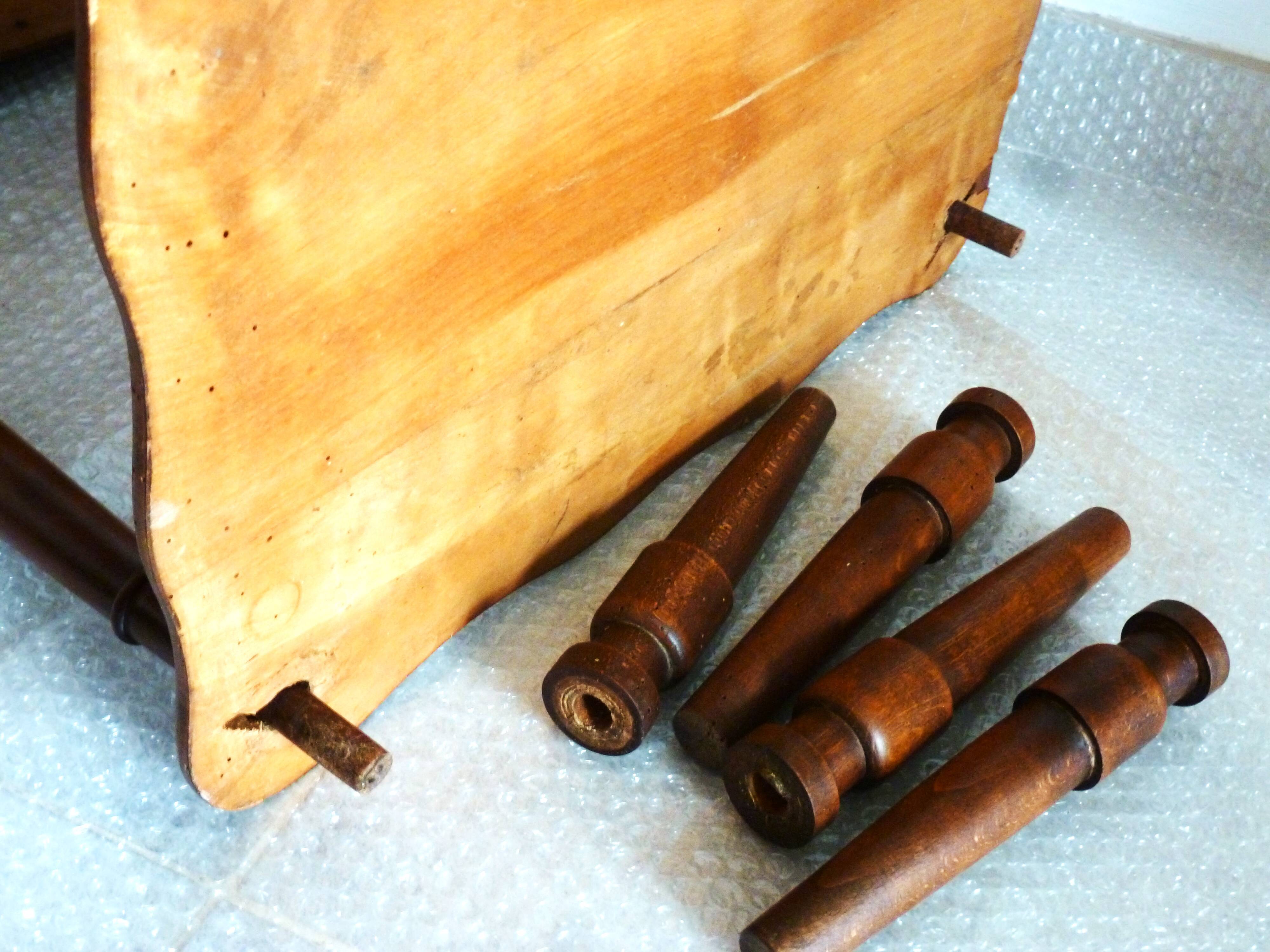 Vintage 1920s wooden dressing table with mirror and storage.