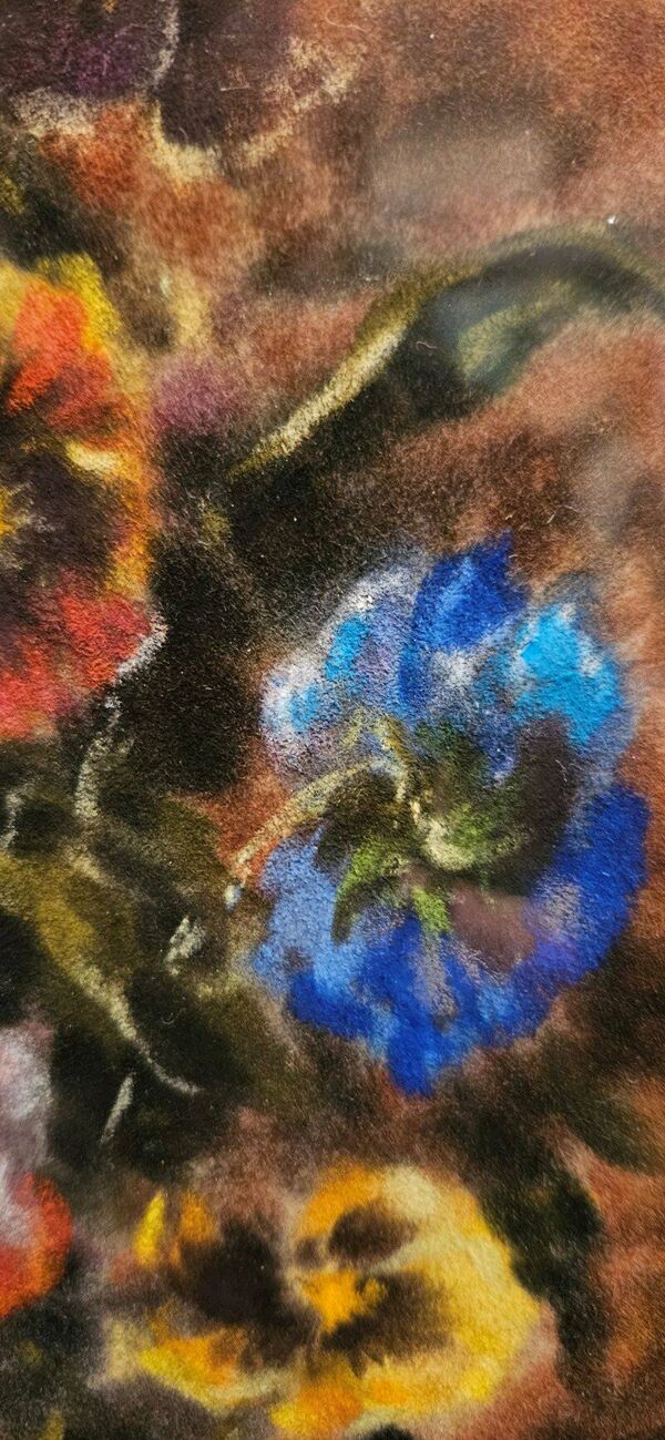 Daniel ROcquelin - Pastel Nature Morte Composition Florale '' Pensées