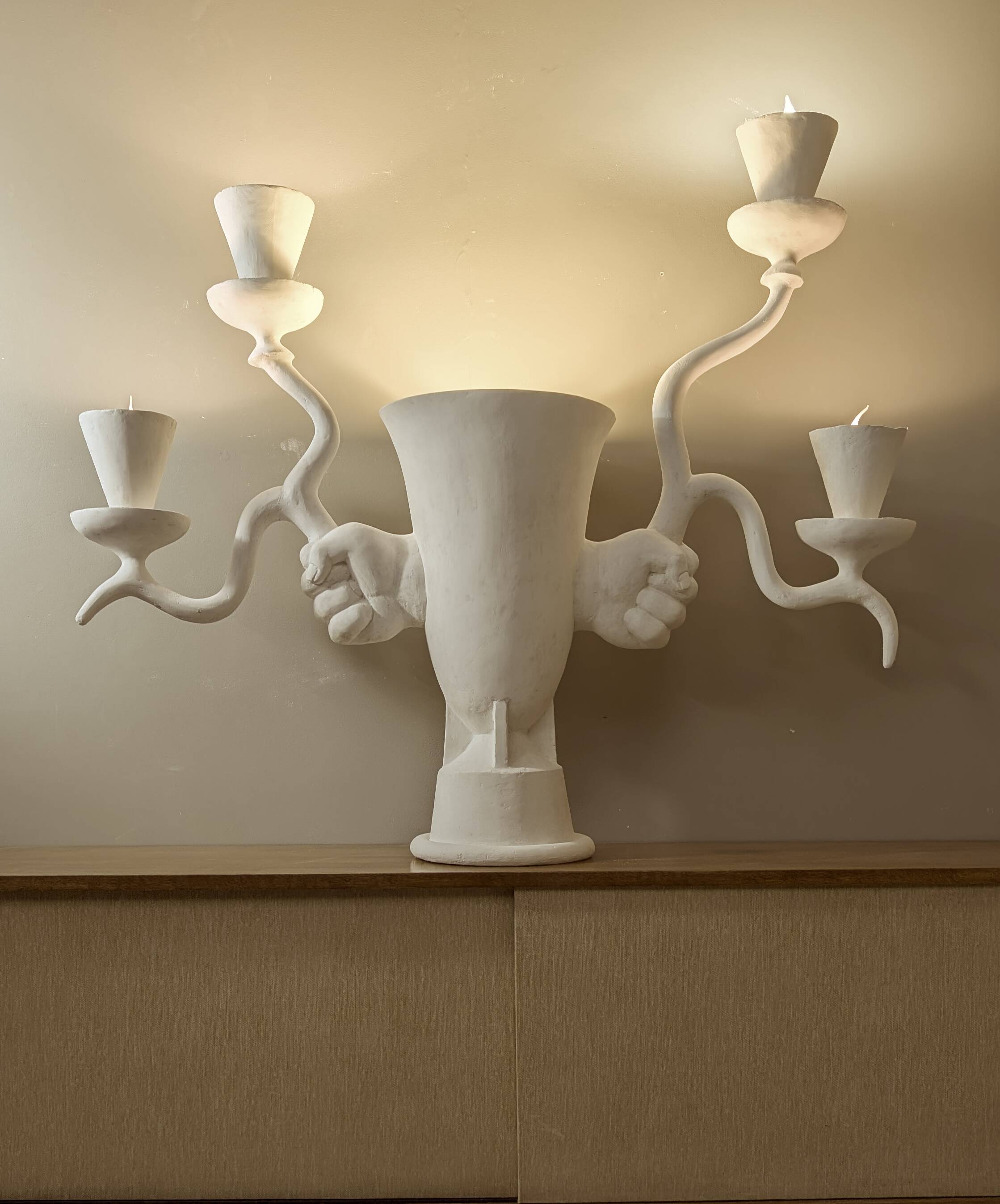 Lampe sculpture en plâtre