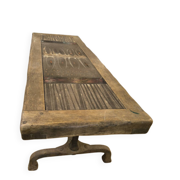 Table basse brutaliste par max & dominique picard 1950