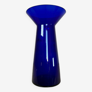 Blue crystal vase Scandinavian design Kaj Franck 70s