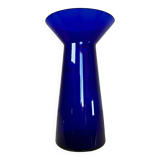 Blue crystal vase Scandinavian design Kaj Franck 70s
