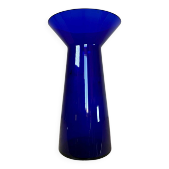Blue crystal vase Scandinavian design Kaj Franck 70s