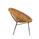 Pair of rattan and black metal sun chairs, 1950s