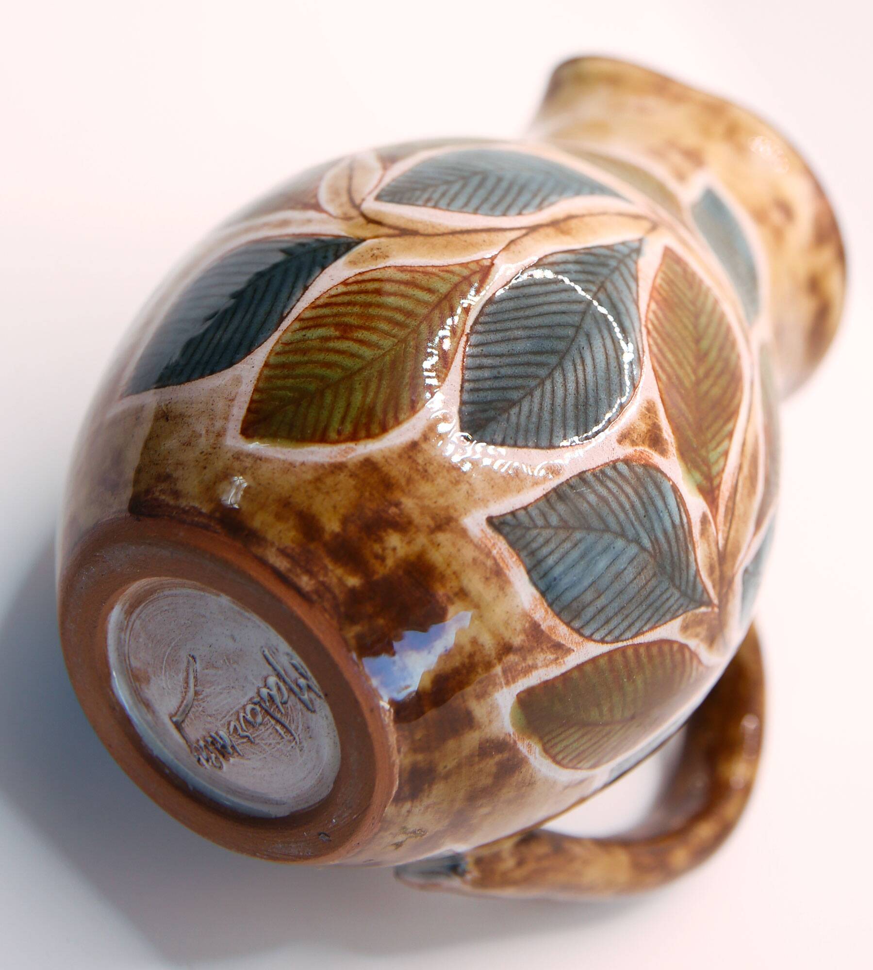 Sixties pitcher with foliage by Jean-Claude Malarmey in Vallauris